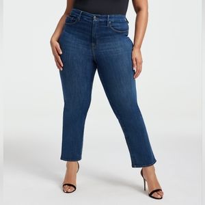 Good American Good Legs Straight Leg Jeans Dark Wash High Rise Plus Size 24 NWT